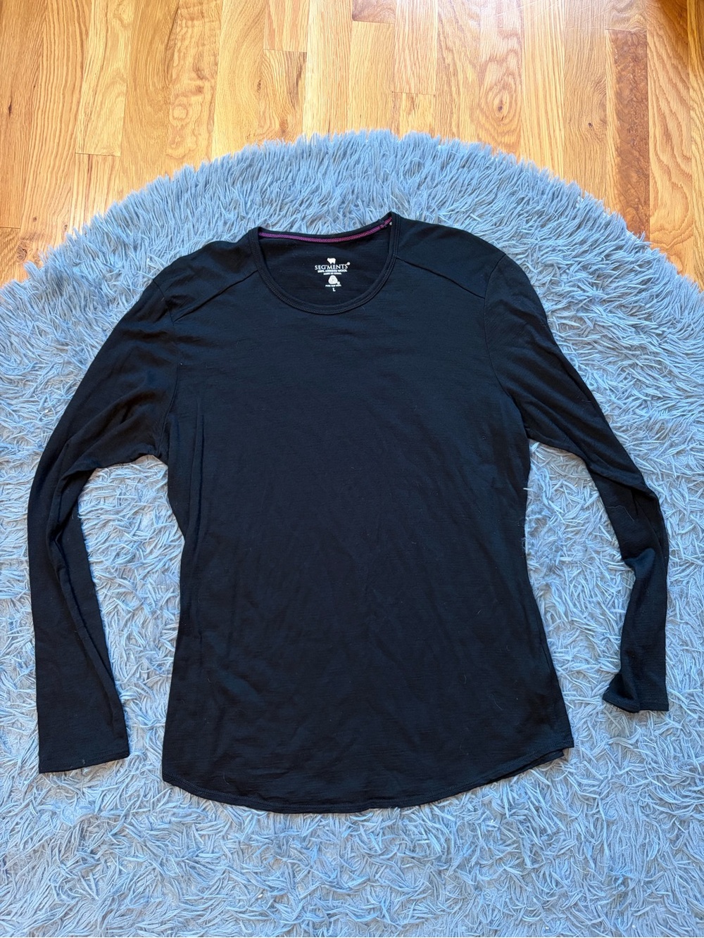 Segmants Black 100% Merino Wool Base Layer Long Sleeve Top Size L